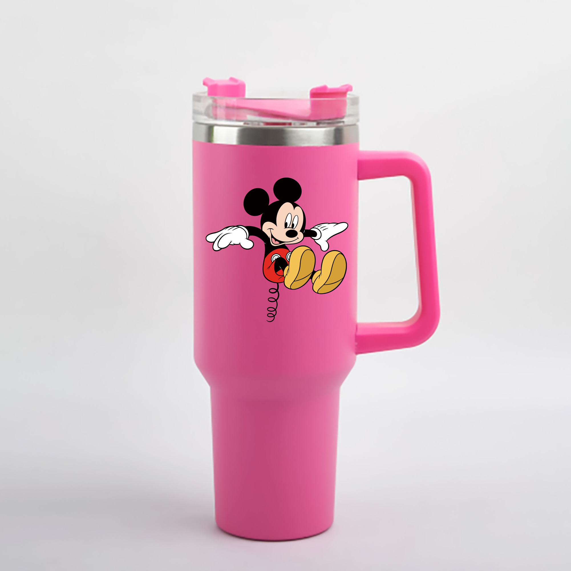 （画像用） ミッキーマウス Mickey Mouse 1200mL車用タンブラー - クリスタルステッカー（プラスチックストロー付き）